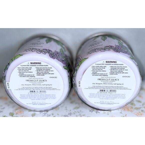 Lot of 2 Bath & Body Works Fresh Cut Lilacs Large 3-Wick Scented Candle 14.5oz - Picture 7 of 7